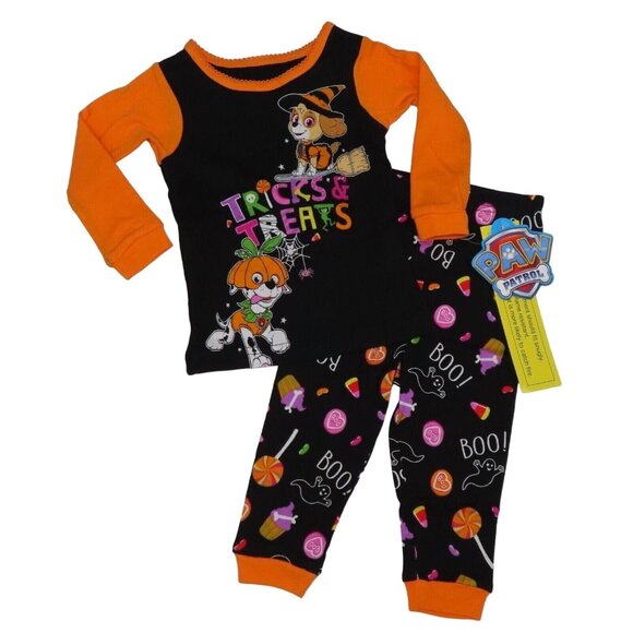 Paw Patrol 4T Toddler Tricks Treats Glow in the Dark Halloween Pajama Set NEW - Picture 1 of 9